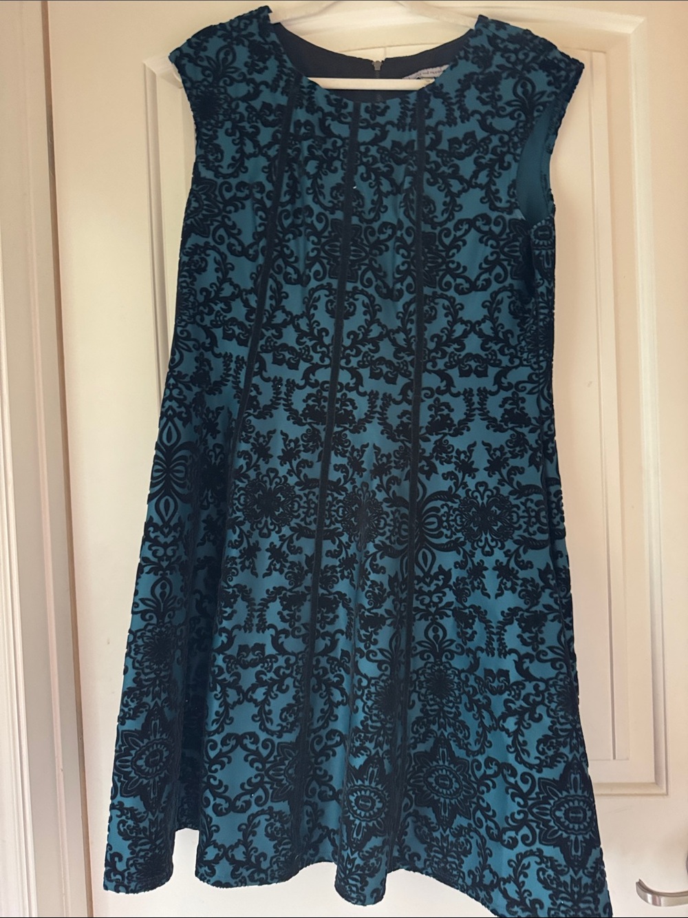 Danny & Nicole Teal and Black Sleeveless A-Line Mini Dress